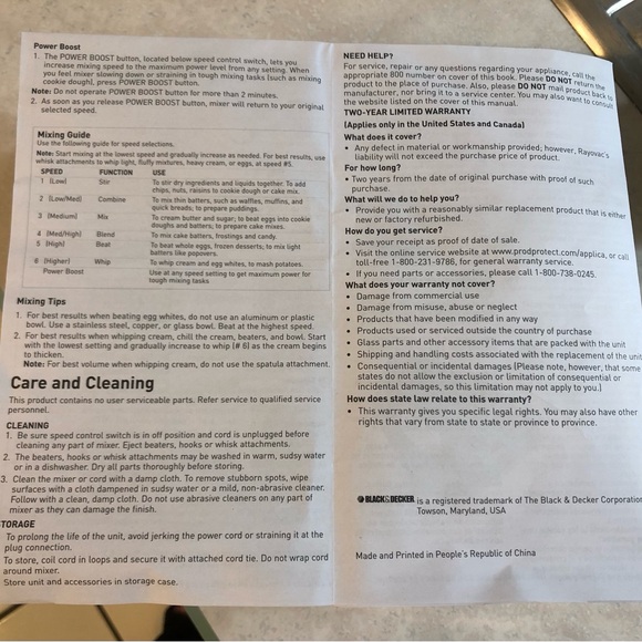 Mixer-Black & Decker-MX217-portable mixer-250-watt-like new - Picture 4 of 7